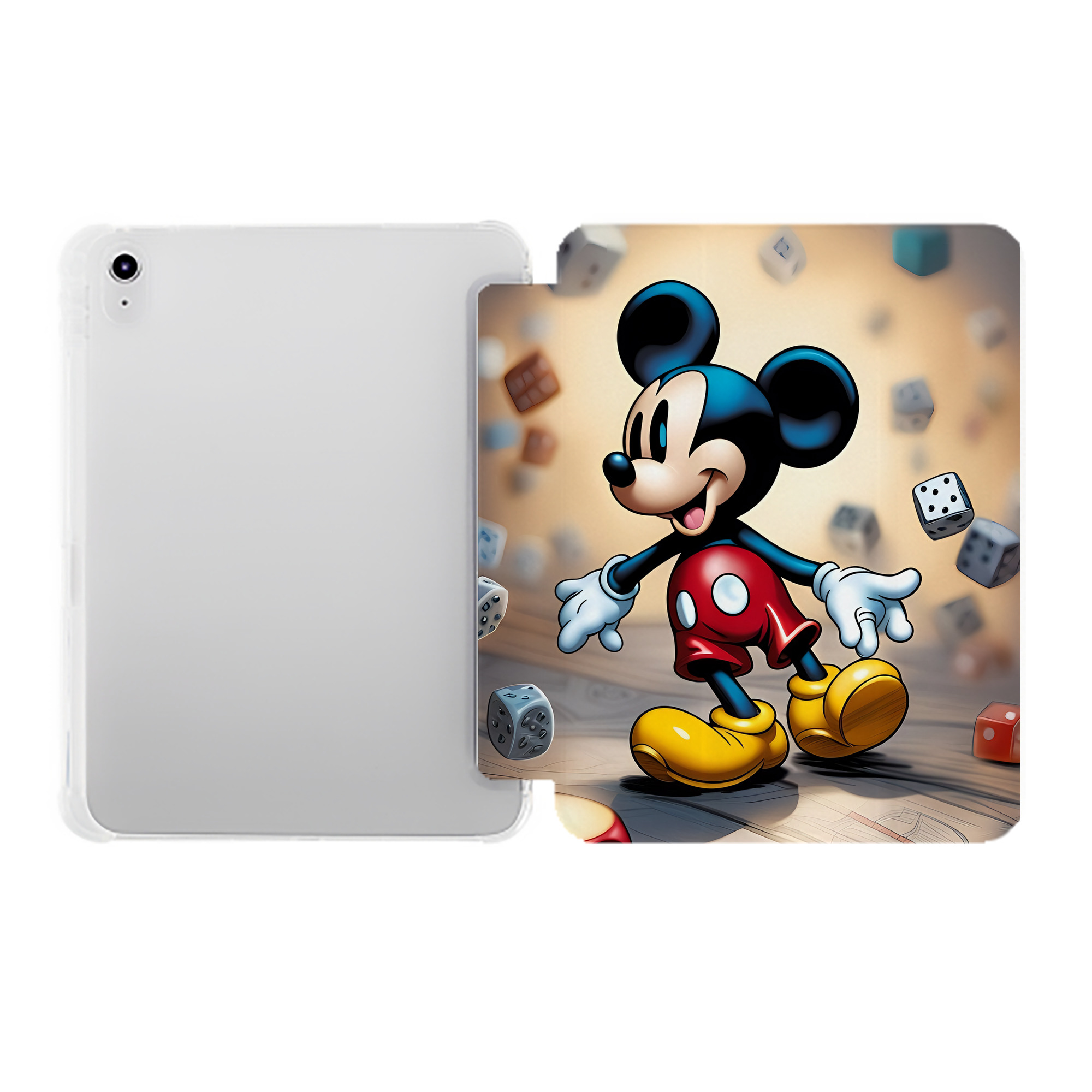（画像用） ミッキーマウス Mickey Mouse IPad ケース ペン収納付き 三つ折りスタンド PUレザー×シリコン 対応機種9.5/10.5/10.9インチ
